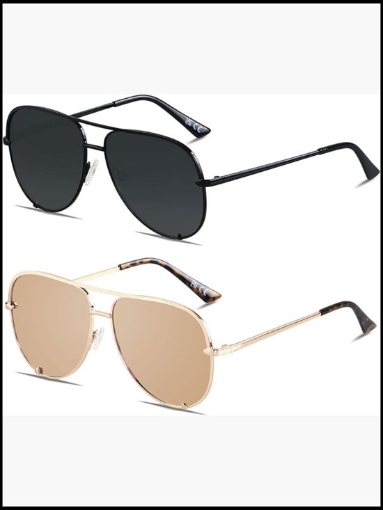 Oversized Aviator Sunglasses UV Protection Metal Frame